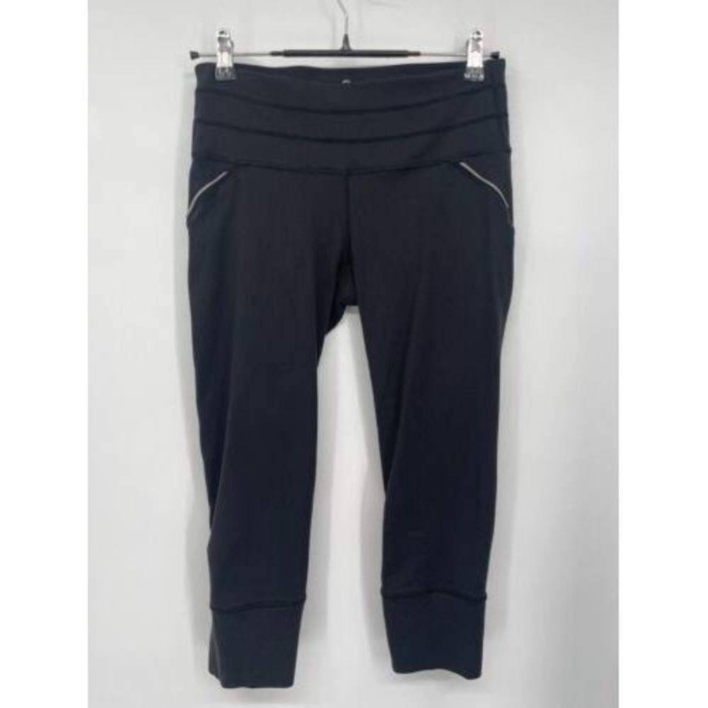 Athleta S Be Free Crop Leggings Womens Black Running Training Mesh 862109